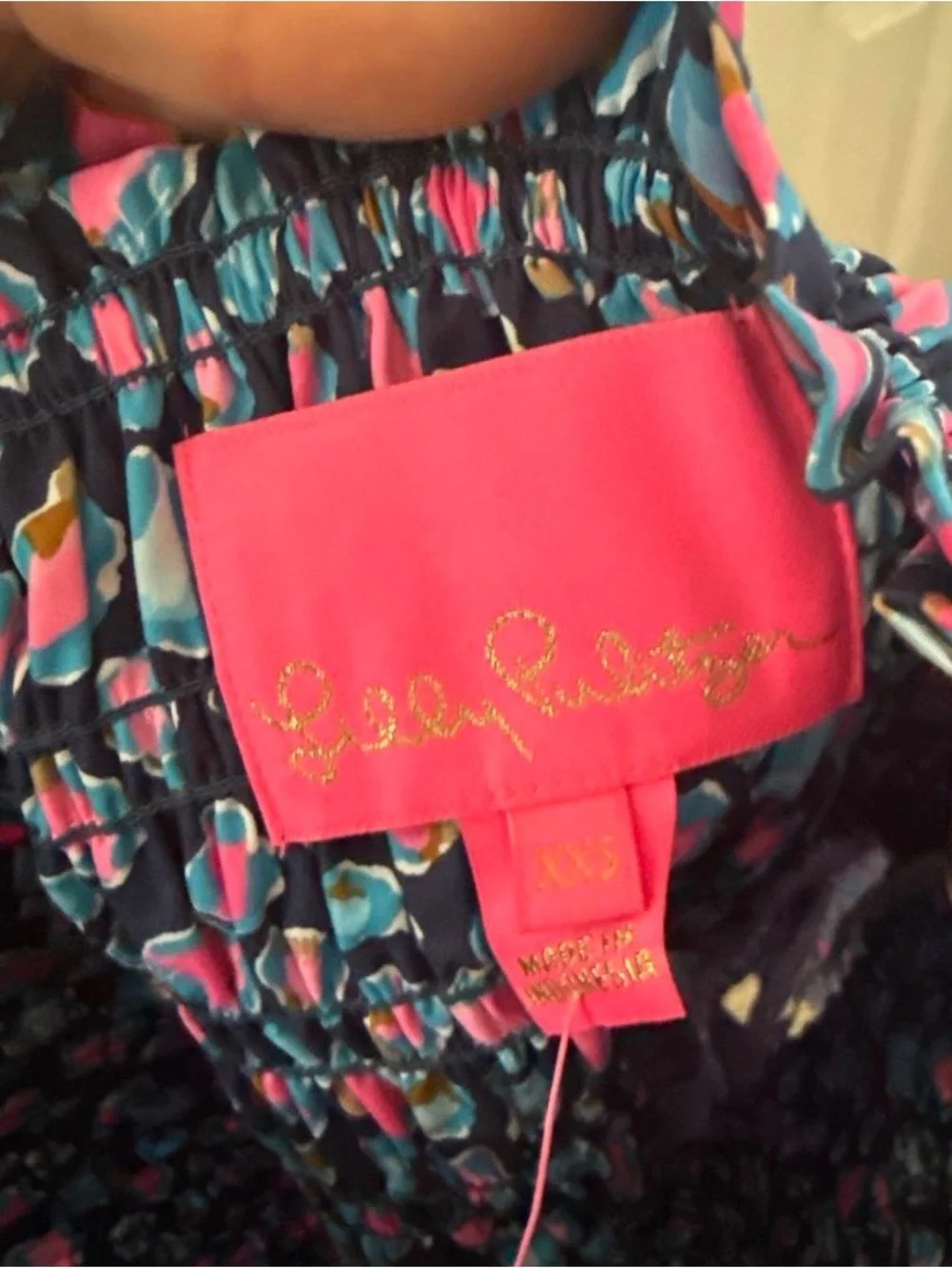 Lilly Pulitzer Navy Floral PuffSleeve Dress-low tide navy spotted,seabreeze blue